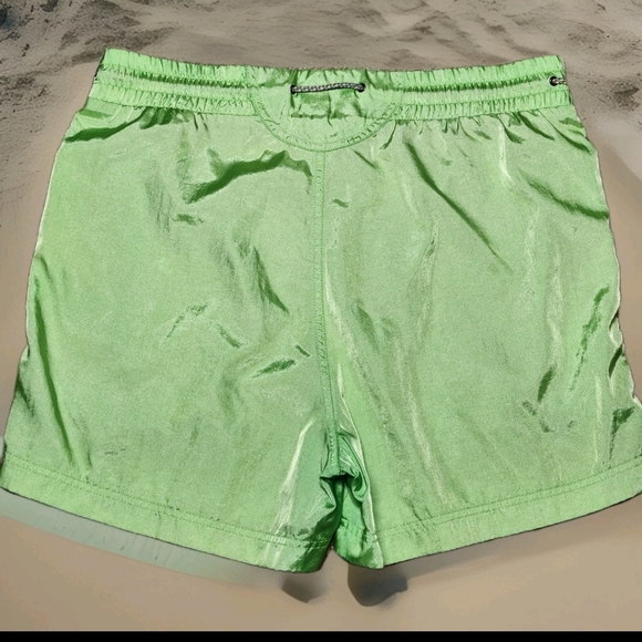 Vintage Skyr Neon Green Athletic Shorts  Size Large  Braided Drawstring *Rare* - Picture 9 of 10